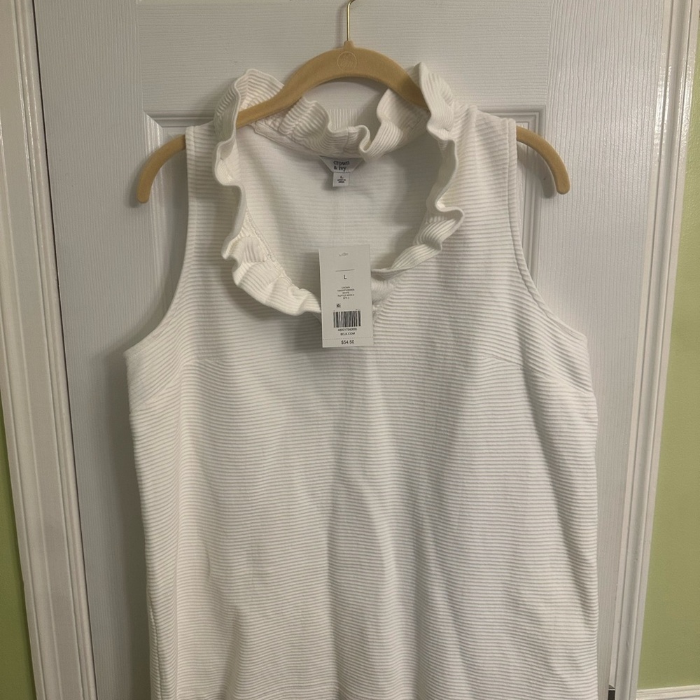 Crown & Ivy White Ruffled Blouse